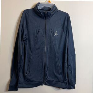 Nike Air Jordan Jacket Men Medium Flight Jacket Full Zip Hood Logo Obsidian Blue